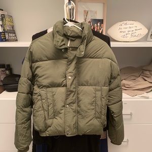Free people army green puffer jacket